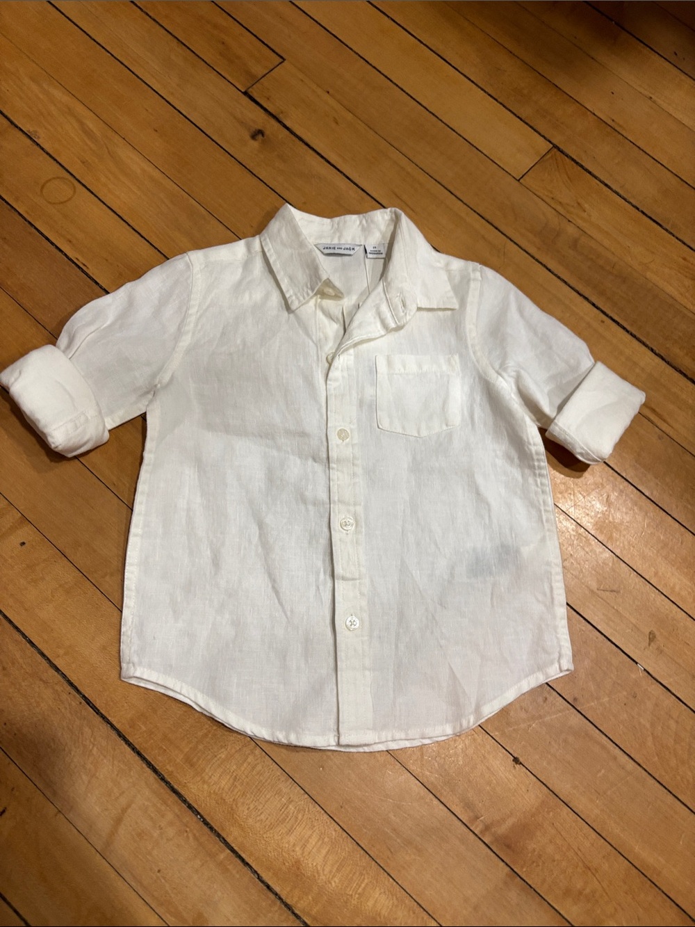 Janie and Jack White Button-Front Linen Shirt